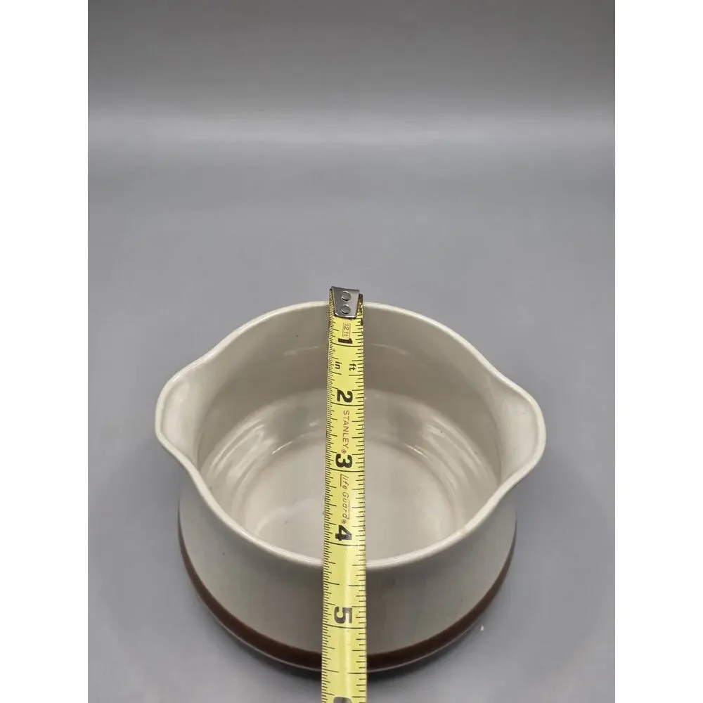 Vtg The Woodhaven Collection Stoneware Double Spout Gravy Boat Japan Brown Band